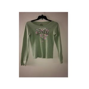 ROXY green shirt with a decorative floral pattern